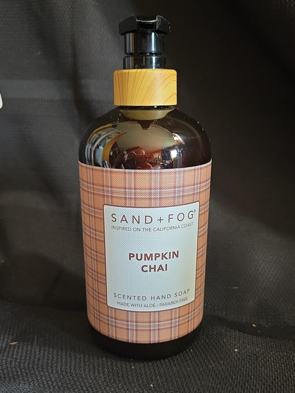SAND+FOG Pumpkin Chai Scented Hand Soap - Orange Plaid NEW